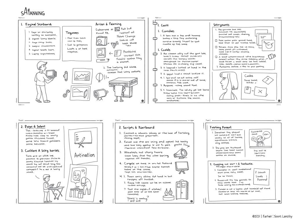 Proces preprodukcji animacji komputerowej - storyboard i scenariusz
